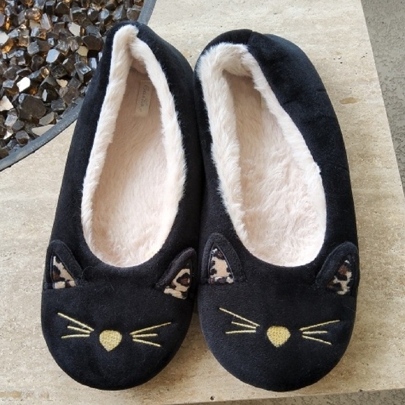 Gara Tia Black Cat Slippers with Ears and Whiskers Size 40/41 Or 9/10 - Picture 1 of 9